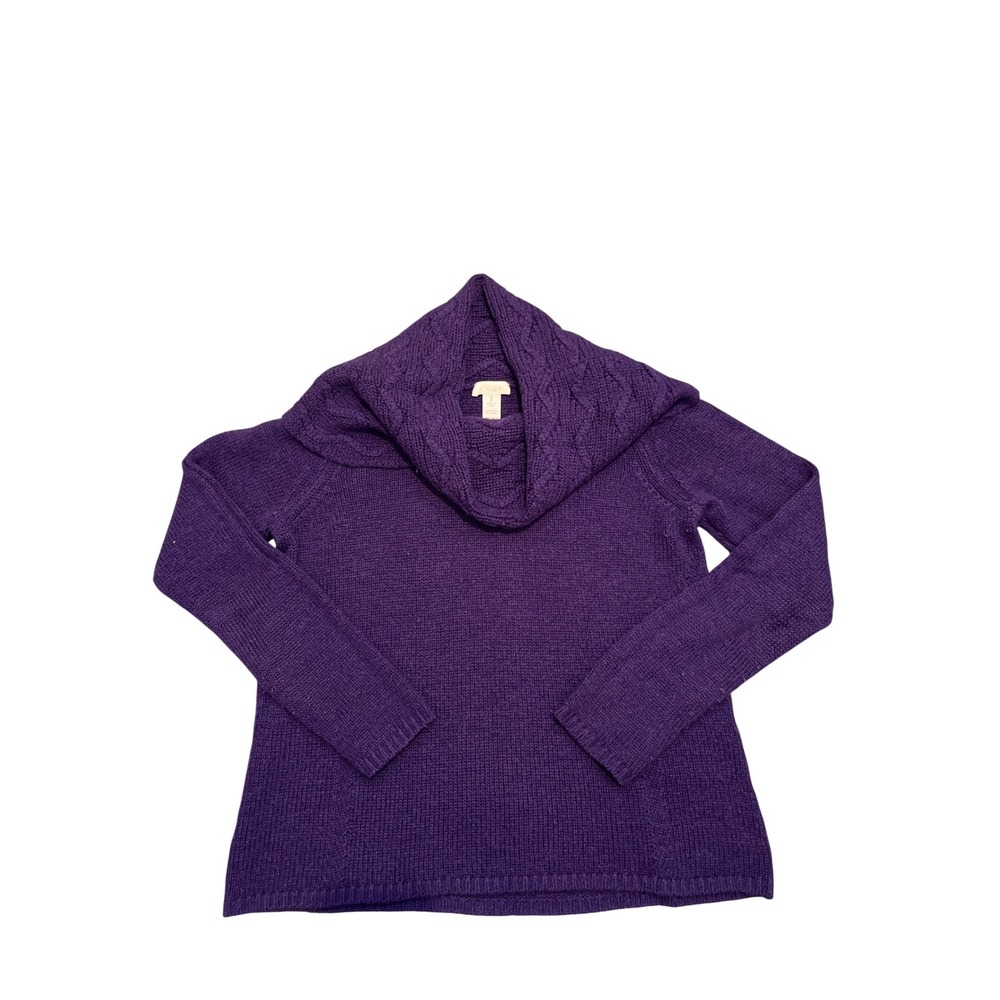CHICOS Cowl Neck Knit Sweater Purple Women's Size 1 Acrylic Wool Blend Cozy Chic